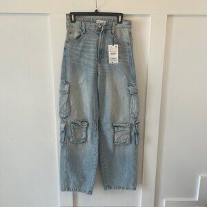 Zara Straight Leg Cargo Jeans US Size 2/ 34 NWT